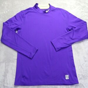 Nike Pro Combat Hyperwarm Men's M Purple Mock Neck Long Sleeve Dri-FIT Shirt